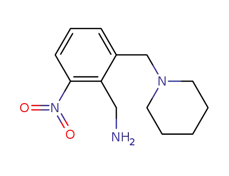 Molecular Structure of 630409-76-6 (Benzenemethanamine, 2-nitro-6-(1-piperidinylmethyl)-)