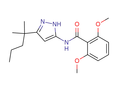 Molecular Structure of 82559-59-9 (Benzamide, N-[5-(1,1-dimethylbutyl)-1H-pyrazol-3-yl]-2,6-dimethoxy-)