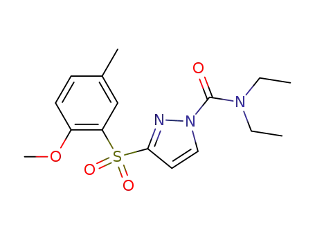 Molecular Structure of 143531-46-8 (1H-Pyrazole-1-carboxamide,
N,N-diethyl-3-[(2-methoxy-5-methylphenyl)sulfonyl]-)