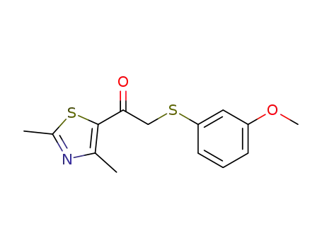 Molecular Structure of 374754-18-4 (1-(2,4-dimethylthiazol-5-yl)-2-(3-methoxyphenylsulfanyl)-ethanone)