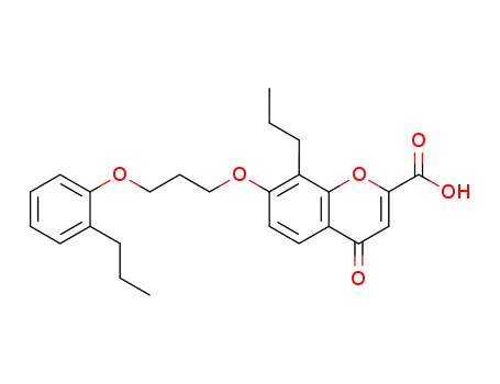 Molecular Structure of 40786-21-8 (4H-1-Benzopyran-2-carboxylic acid,
4-oxo-8-propyl-7-[3-(2-propylphenoxy)propoxy]-)
