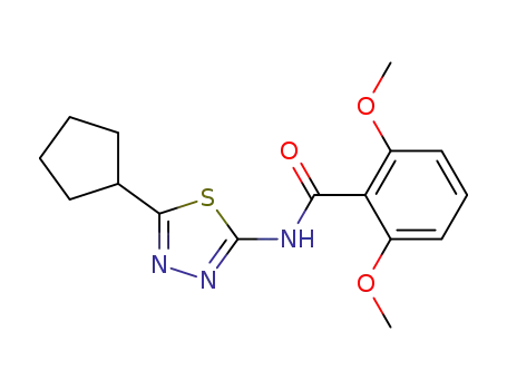 Molecular Structure of 82559-56-6 (Benzamide, N-(5-cyclopentyl-1,3,4-thiadiazol-2-yl)-2,6-dimethoxy-)