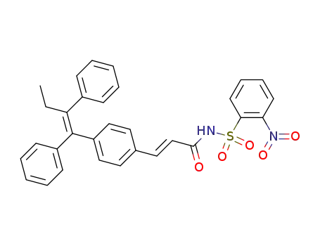 Molecular Structure of 500107-75-5 (2-Propenamide,
3-[4-[(1Z)-1,2-diphenyl-1-butenyl]phenyl]-N-[(2-nitrophenyl)sulfonyl]-,
(2E)-)
