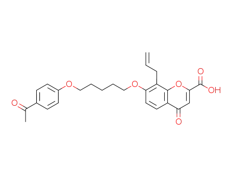 Molecular Structure of 40785-76-0 (4H-1-Benzopyran-2-carboxylic acid,
7-[[5-(4-acetylphenoxy)pentyl]oxy]-4-oxo-8-(2-propenyl)-)