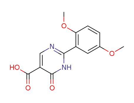Molecular Structure of 63874-70-4 (5-Pyrimidinecarboxylic acid,
2-(2,5-dimethoxyphenyl)-1,4-dihydro-4-oxo-)