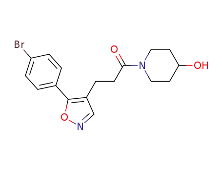 Molecular Structure of 430531-32-1 (4-Piperidinol, 1-[3-[5-(4-bromophenyl)-4-isoxazolyl]-1-oxopropyl]-)