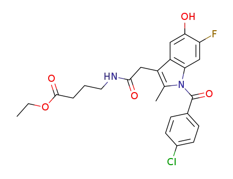 Molecular Structure of 823178-12-7 (Butanoic acid,
4-[[[1-(4-chlorobenzoyl)-6-fluoro-5-hydroxy-2-methyl-1H-indol-3-yl]acetyl]
amino]-, ethyl ester)