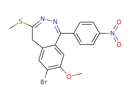 Molecular Structure of 194729-31-2 (5H-2,3-Benzodiazepine,
7-bromo-8-methoxy-4-(methylthio)-1-(4-nitrophenyl)-)