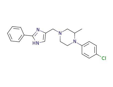 Molecular Structure of 179333-05-2 (Piperazine,
1-(4-chlorophenyl)-2-methyl-4-[(2-phenyl-1H-imidazol-4-yl)methyl]-)