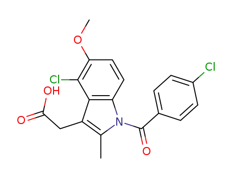 Molecular Structure of 823178-10-5 (1H-Indole-3-acetic acid,
4-chloro-1-(4-chlorobenzoyl)-5-methoxy-2-methyl-)