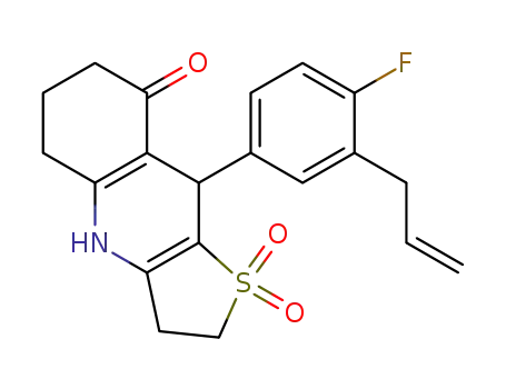 Molecular Structure of 315187-20-3 (Thieno[3,2-b]quinolin-8(4H)-one,
9-[4-fluoro-3-(2-propenyl)phenyl]-2,3,5,6,7,9-hexahydro-, 1,1-dioxide)