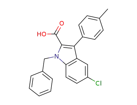 Molecular Structure of 850766-99-3 (1H-Indole-2-carboxylic acid,
5-chloro-3-(4-methylphenyl)-1-(phenylmethyl)-)