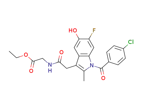 Molecular Structure of 823178-09-2 (Glycine,
N-[[1-(4-chlorobenzoyl)-6-fluoro-5-hydroxy-2-methyl-1H-indol-3-yl]acetyl]
-, ethyl ester)