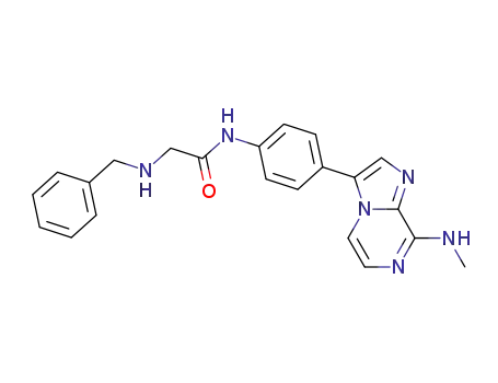 Molecular Structure of 825629-73-0 (Acetamide,
N-[4-[8-(methylamino)imidazo[1,2-a]pyrazin-3-yl]phenyl]-2-[(phenylmeth
yl)amino]-)
