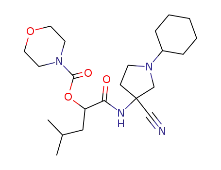 Molecular Structure of 478279-62-8 (4-Morpholinecarboxylic acid,
1-[[(3-cyano-1-cyclohexyl-3-pyrrolidinyl)amino]carbonyl]-3-methylbutyl
ester)