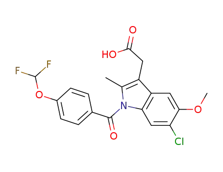 Molecular Structure of 823178-14-9 (1H-Indole-3-acetic acid,
6-chloro-1-[4-(difluoromethoxy)benzoyl]-5-methoxy-2-methyl-)