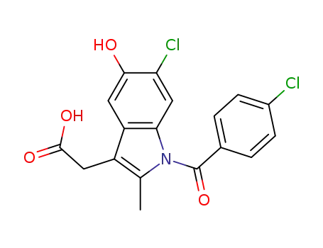 Molecular Structure of 823178-11-6 (1H-Indole-3-acetic acid,
6-chloro-1-(4-chlorobenzoyl)-5-hydroxy-2-methyl-)