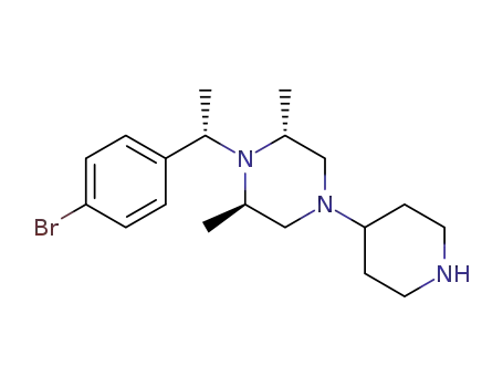 Molecular Structure of 821005-15-6 (Piperazine,
1-[(1S)-1-(4-bromophenyl)ethyl]-2,6-dimethyl-4-(4-piperidinyl)-,
(2R,6R)-)