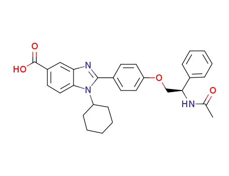 Molecular Structure of 347166-82-9 (1H-Benzimidazole-5-carboxylic acid,
2-[4-[(2R)-2-(acetylamino)-2-phenylethoxy]phenyl]-1-cyclohexyl-)