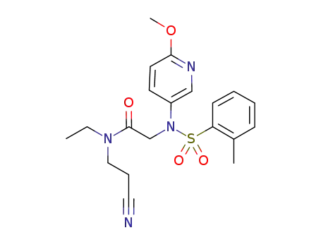 Molecular Structure of 680590-51-6 (Acetamide,
N-(2-cyanoethyl)-N-ethyl-2-[(6-methoxy-3-pyridinyl)[(2-methylphenyl)sulf
onyl]amino]-)