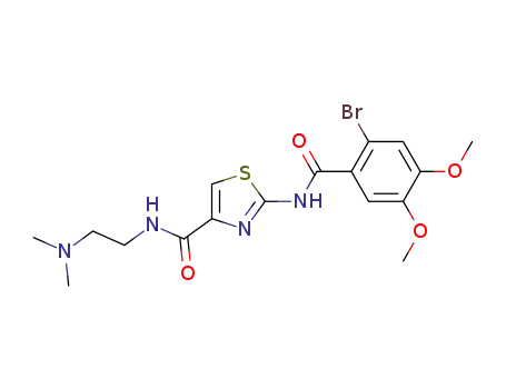 Molecular Structure of 185104-09-0 (4-Thiazolecarboxamide,
2-[(2-bromo-4,5-dimethoxybenzoyl)amino]-N-[2-(dimethylamino)ethyl]-)
