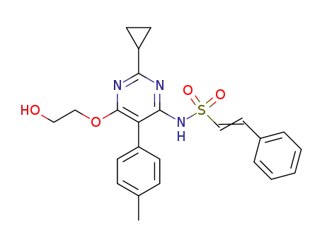 Molecular Structure of 394204-96-7 (Ethenesulfonamide,
N-[2-cyclopropyl-6-(2-hydroxyethoxy)-5-(4-methylphenyl)-4-pyrimidinyl]-
2-phenyl-)