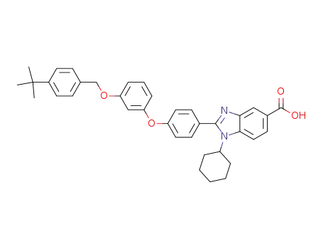 Molecular Structure of 347167-32-2 (1H-Benzimidazole-5-carboxylic acid,
1-cyclohexyl-2-[4-[3-[[4-(1,1-dimethylethyl)phenyl]methoxy]phenoxy]phen
yl]-)