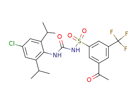 Molecular Structure of 210825-45-9 (Benzenesulfonamide,
3-acetyl-N-[[[4-chloro-2,6-bis(1-methylethyl)phenyl]amino]carbonyl]-5-(tri
fluoromethyl)-)