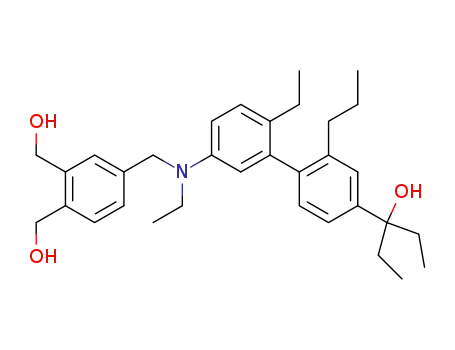 Molecular Structure of 540495-71-4 (1,2-Benzenedimethanol,
4-[[ethyl[6-ethyl-4'-(1-ethyl-1-hydroxypropyl)-2'-propyl[1,1'-biphenyl]-3-yl]
amino]methyl]-)