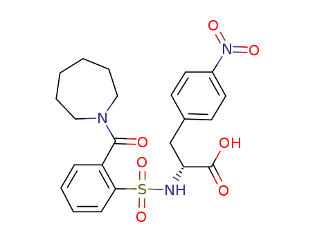 Molecular Structure of 140645-79-0 (D-Phenylalanine,
N-[[2-[(hexahydro-1H-azepin-1-yl)carbonyl]phenyl]sulfonyl]-4-nitro-)