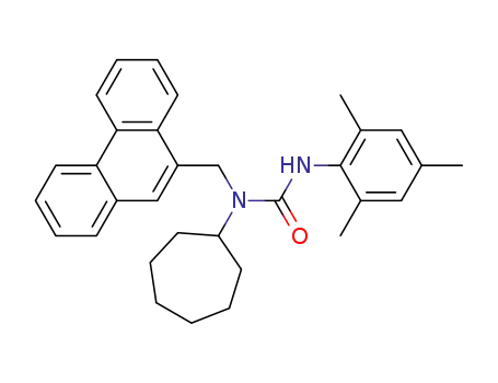 Molecular Structure of 138046-52-3 (Urea,
N-cycloheptyl-N-(9-phenanthrenylmethyl)-N'-(2,4,6-trimethylphenyl)-)