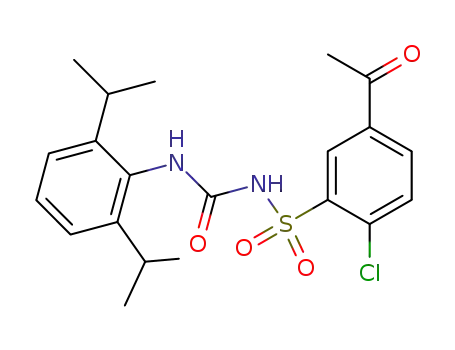 Molecular Structure of 210826-15-6 (Benzenesulfonamide,
5-acetyl-N-[[[2,6-bis(1-methylethyl)phenyl]amino]carbonyl]-2-chloro-)