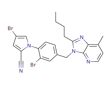 Molecular Structure of 142045-30-5 (1H-Pyrrole-2-carbonitrile,
4-bromo-1-[2-bromo-4-[(2-butyl-7-methyl-3H-imidazo[4,5-b]pyridin-3-yl)
methyl]phenyl]-)
