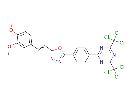 1,3,5-Triazine,
2-[4-[5-[2-(3,4-dimethoxyphenyl)ethenyl]-1,3,4-oxadiazol-2-yl]phenyl]-4,6
-bis(trichloromethyl)-