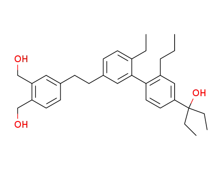 Molecular Structure of 540495-67-8 (1,2-Benzenedimethanol,
4-[2-[6-ethyl-4'-(1-ethyl-1-hydroxypropyl)-2'-propyl[1,1'-biphenyl]-3-yl]eth
yl]-)