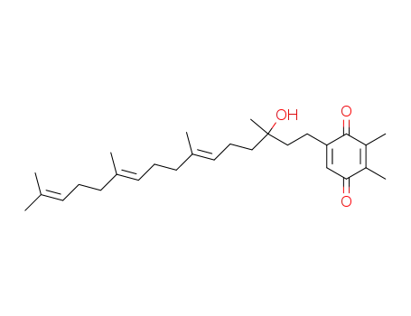 Molecular Structure of 152369-68-1 (2,5-Cyclohexadiene-1,4-dione,
5-[(6E,10E)-3-hydroxy-3,7,11,15-tetramethyl-6,10,14-hexadecatrienyl]-
2,3-dimethyl-)