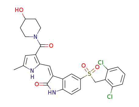 4-Piperidinol,
1-[[2-[(Z)-[5-[[(2,6-dichlorophenyl)methyl]sulfonyl]-1,2-dihydro-2-oxo-3H-
indol-3-ylidene]methyl]-5-methyl-1H-pyrrol-3-yl]carbonyl]-