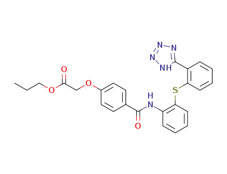 Molecular Structure of 140426-27-3 (Acetic acid,
[4-[[[2-[[2-(1H-tetrazol-5-yl)phenyl]thio]phenyl]amino]carbonyl]phenoxy]-,
propyl ester)