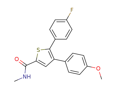 Molecular Structure of 140402-64-8 (2-Thiophenecarboxamide,
5-(4-fluorophenyl)-4-(4-methoxyphenyl)-N-methyl-)
