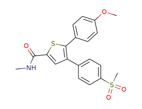 Molecular Structure of 140402-95-5 (2-Thiophenecarboxamide,
5-(4-methoxyphenyl)-N-methyl-4-[4-(methylsulfonyl)phenyl]-)