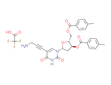 Molecular Structure of 114079-33-3 (Uridine, 5-(3-amino-1-propynyl)-2'-deoxy-, 3',5'-bis(4-methylbenzoate),
mono(trifluoroacetate) (salt))