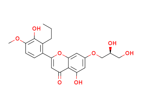 Molecular Structure of 178367-19-6 (4H-1-Benzopyran-4-one,7-[(2S)-2,3-dihydroxypropoxy]-5-hydroxy-2-(3-hydroxy-4-methoxy-2-propylphenyl)-)