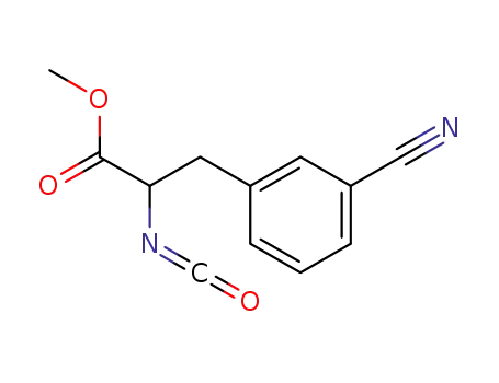 Molecular Structure of 164648-79-7 (Benzenepropanoic acid, 3-cyano-a-isocyanato-, methyl ester)