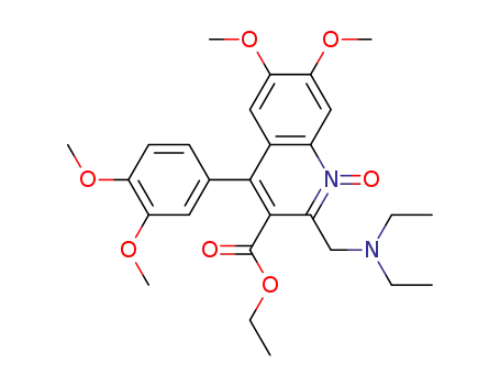 Molecular Structure of 173253-21-9 (3-Quinolinecarboxylic acid,
2-[(diethylamino)methyl]-4-(3,4-dimethoxyphenyl)-6,7-dimethoxy-, ethyl
ester, 1-oxide)
