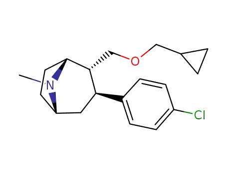 Molecular Structure of 195875-82-2 (8-Azabicyclo[3.2.1]octane,
3-(4-chlorophenyl)-2-[(cyclopropylmethoxy)methyl]-8-methyl-,
(1R,2R,3S,5S)-)