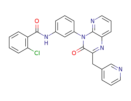 Molecular Structure of 176030-28-7 (Benzamide,
2-chloro-N-[3-[3-oxo-2-(3-pyridinylmethyl)pyrido[2,3-b]pyrazin-4(3H)-yl]
phenyl]-)