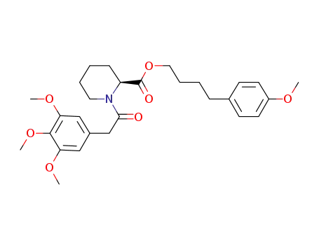 Molecular Structure of 157757-22-7 (2-Piperidinecarboxylic acid, 1-[(3,4,5-trimethoxyphenyl)acetyl]-,
4-(4-methoxyphenyl)butyl ester, (2S)-)