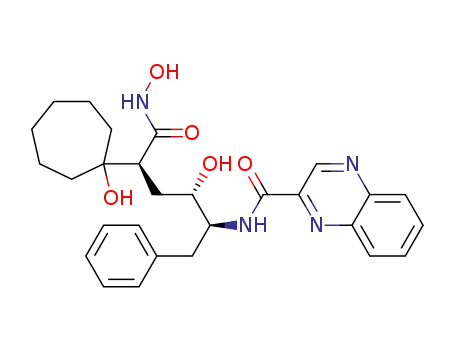 Molecular Structure of 212790-14-2 (2-Quinoxalinecarboxamide,
N-[(1S,2S,4S)-2-hydroxy-5-(hydroxyamino)-4-(1-hydroxycycloheptyl)-5-
oxo-1-(phenylmethyl)pentyl]-)
