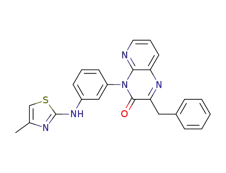 Molecular Structure of 176029-62-2 (Pyrido[2,3-b]pyrazin-3(4H)-one,
4-[3-[(4-methyl-2-thiazolyl)amino]phenyl]-2-(phenylmethyl)-)