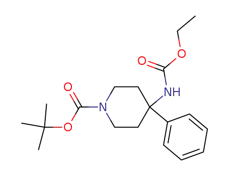 Molecular Structure of 181641-57-6 (1-Piperidinecarboxylic acid, 4-[(ethoxycarbonyl)amino]-4-phenyl-,
1,1-dimethylethyl ester)